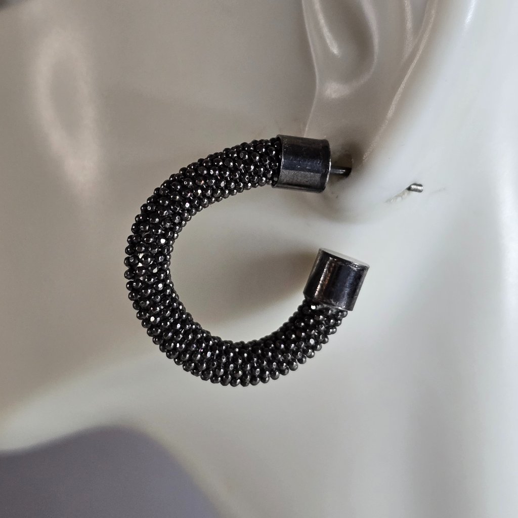 Womens Vintage Estate Sterling Silver Modernist Hoop Earrings 6.6g E7251